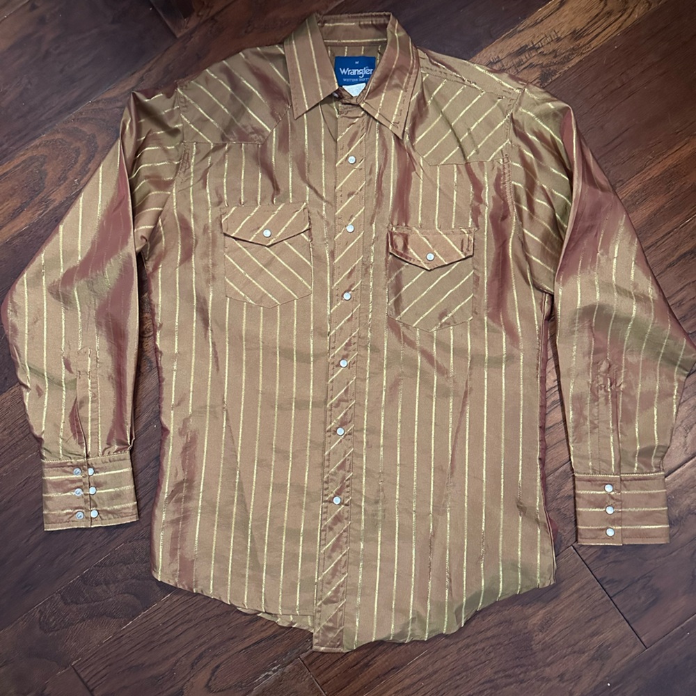 Vintage Men’s Gold Striped Shirt - Medium